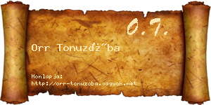 Orr Tonuzóba névjegykártya